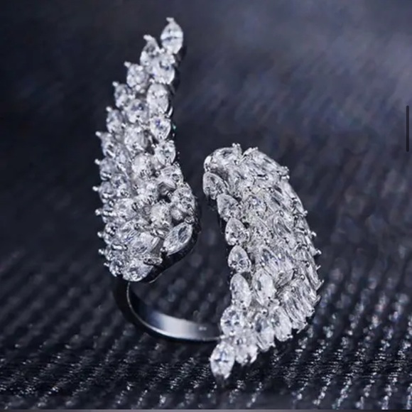 New 925 Silver Angel Wings Marquise Cut Adjustable Diamond Ring - Picture 8 of 10